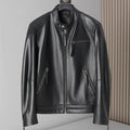 Blouson homme en cuir à col montant zippé – CLEVI Paris