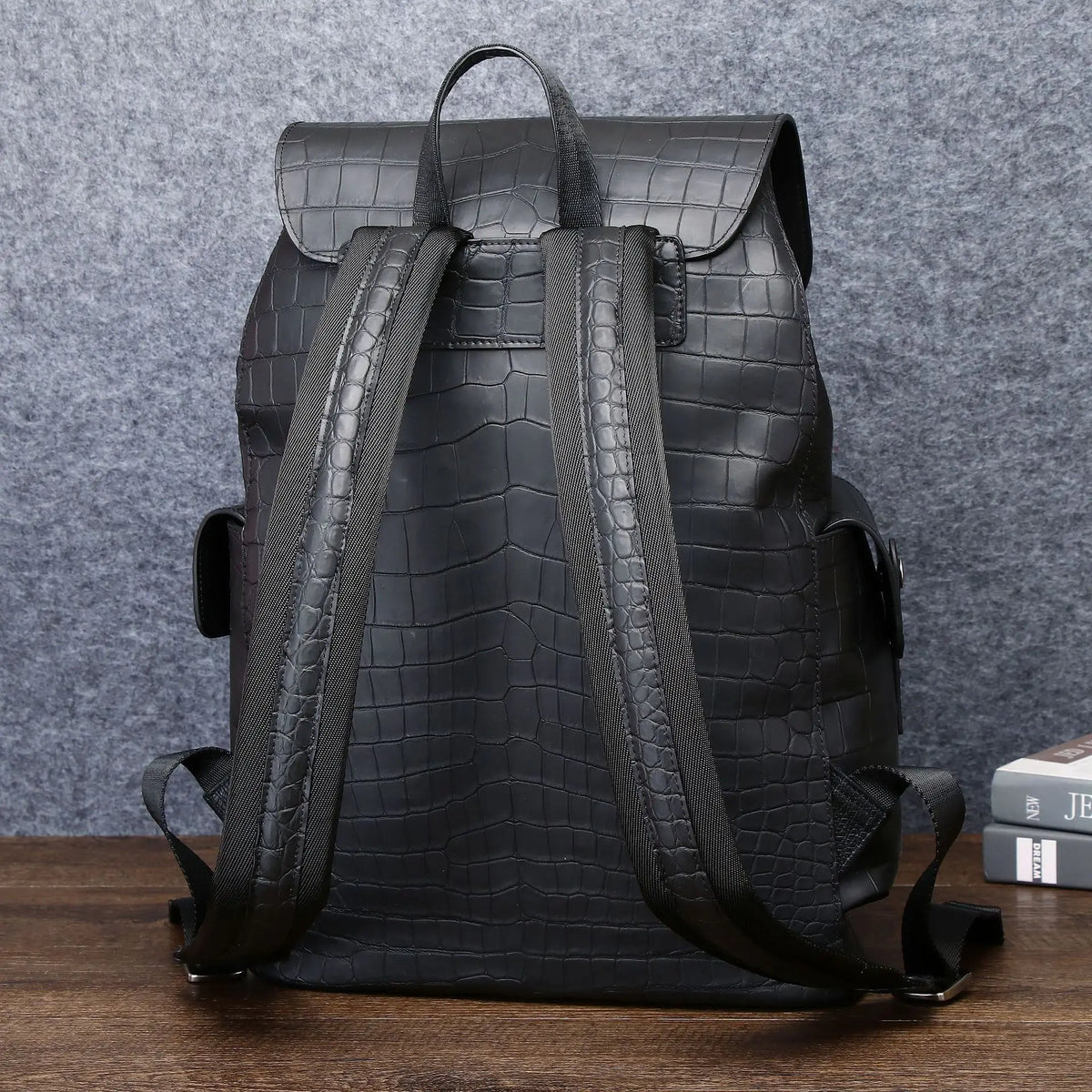 Sac à Dos Cuir Vachette Motif Crocodile Homme Laptop – CLEVI Paris
