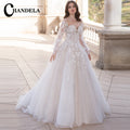 Robe de mariée trapèze manches bouffantes – CLEVI Paris
