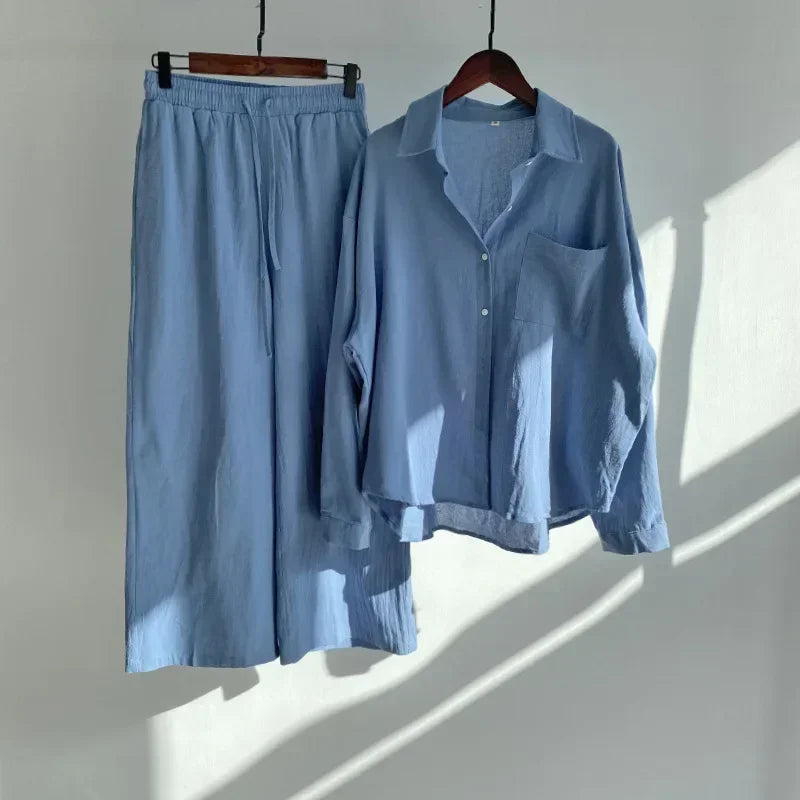 Ensemble 2 pièces femme en coton et lin – CLEVI Paris