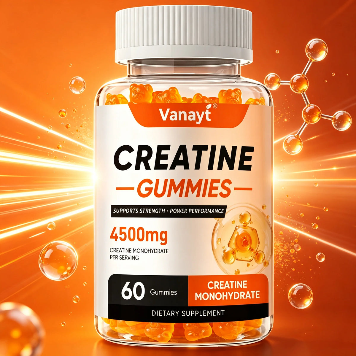 Créatine monohydrate, 60 gommes – CLEVI Paris