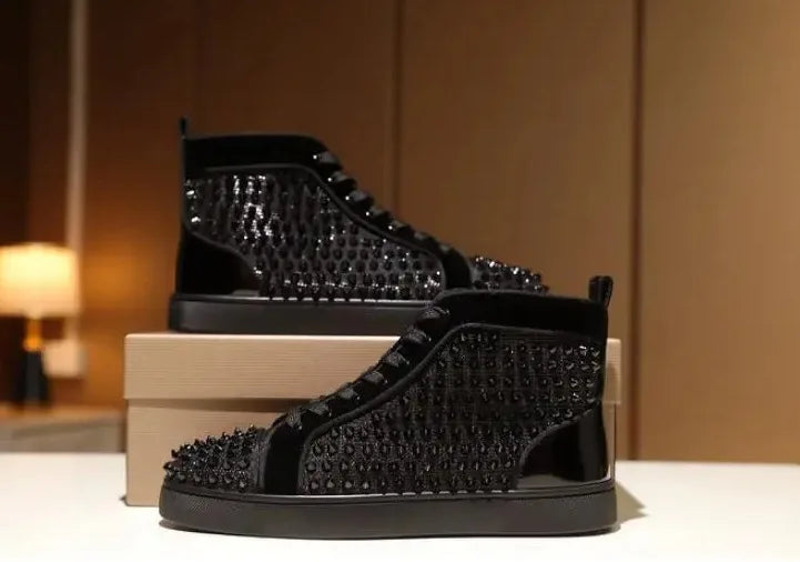 Sneakers Montantes Homme Toile Rivets à Lacets – CLEVI Paris