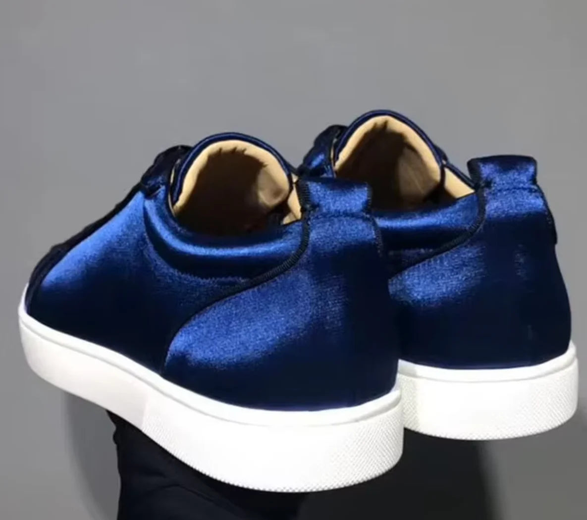 Sneakers Basses Homme Velours Bleu Jaune Lacets – CLEVI Paris