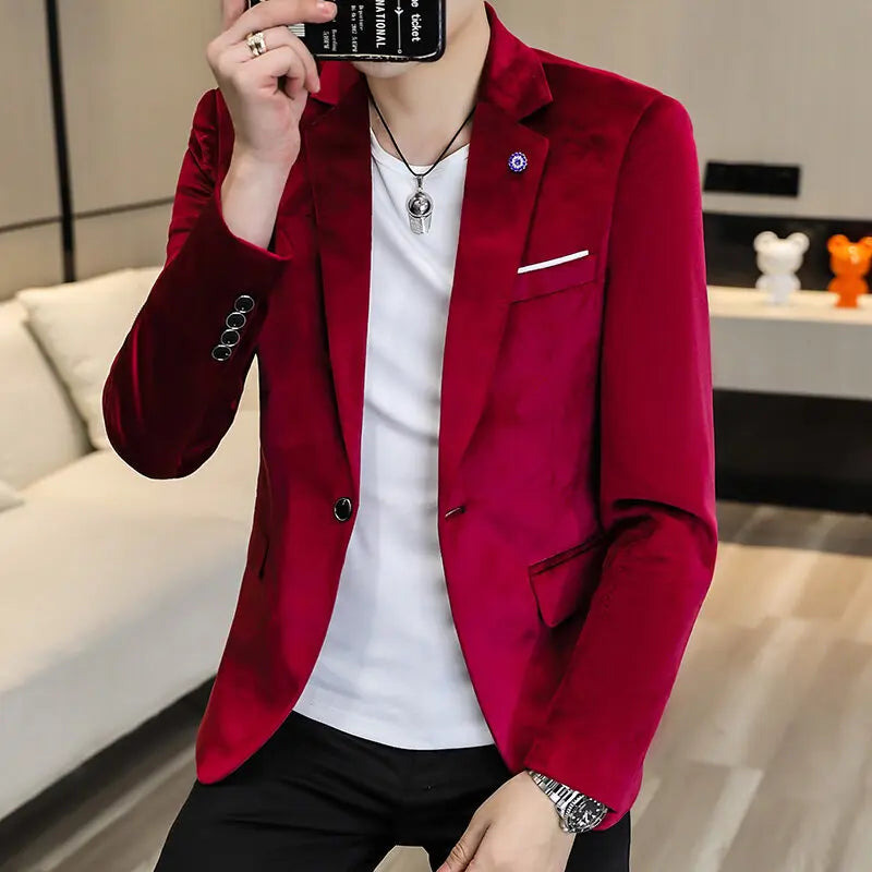 Blazer homme aspect velours, coupe ajustée – CLEVI Paris