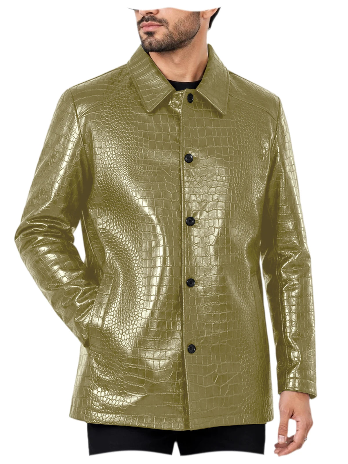 Blazer homme simili cuir motif crocodile – CLEVI Paris