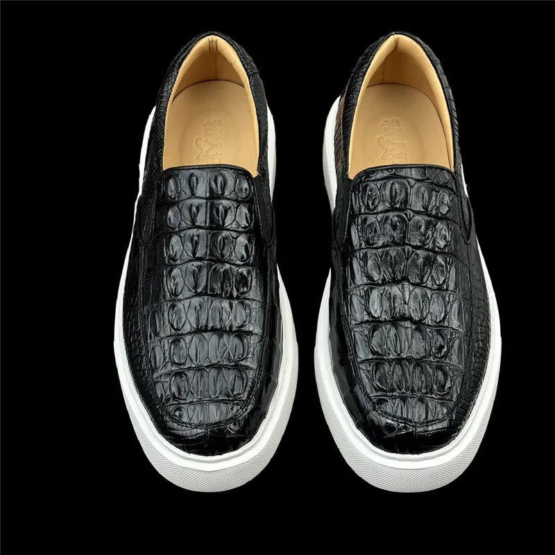 Mocassins homme noirs en peau de crocodile – CLEVI Paris