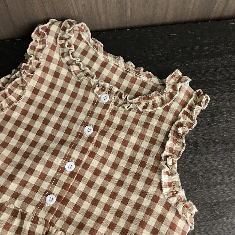 Ensemble fille haut à carreaux et pantalon – CLEVI Paris