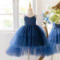 Robe fille bleue en tulle AT6121 – CLEVI Paris
