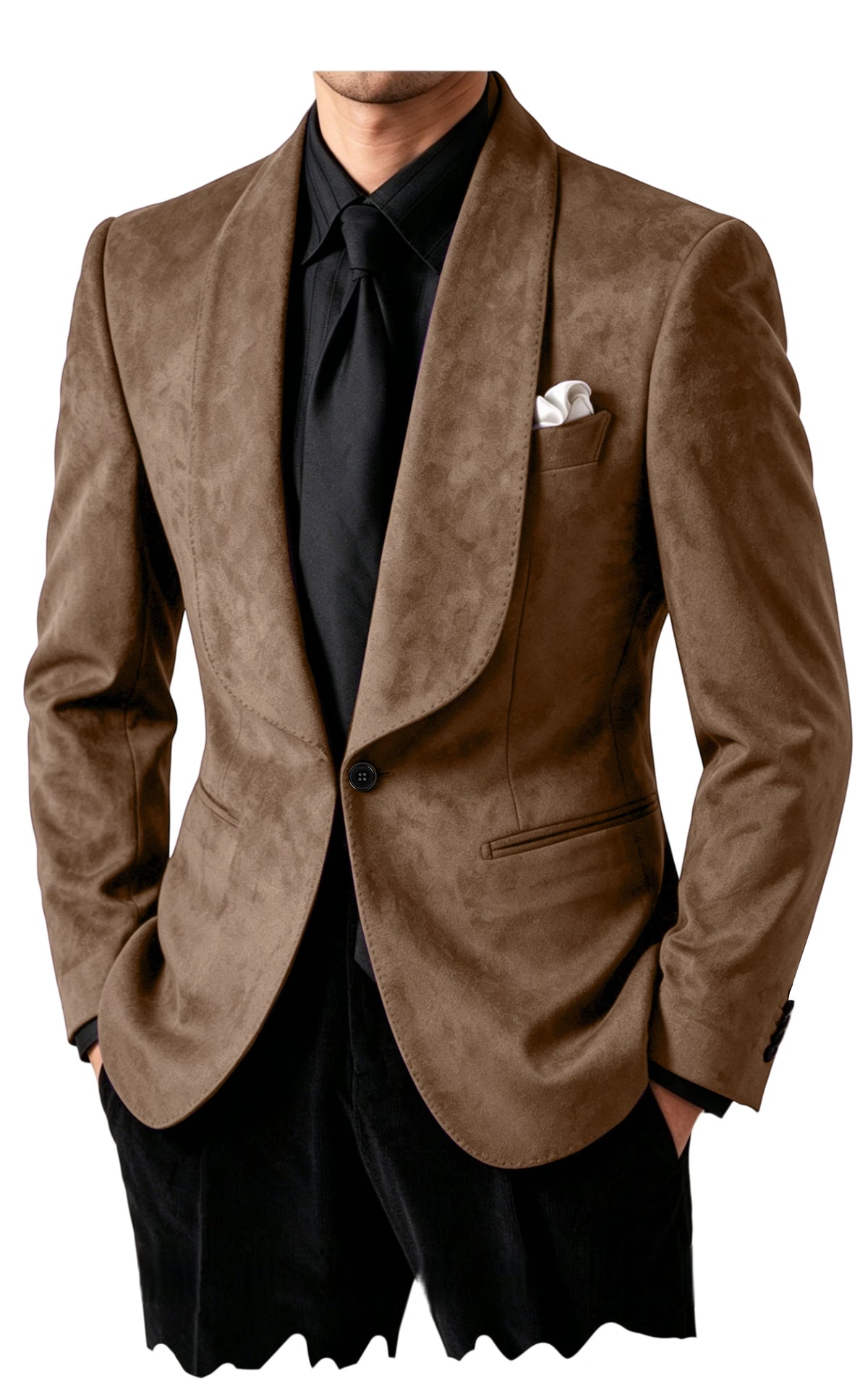 Blazer homme en suédine col châle – CLEVI Paris