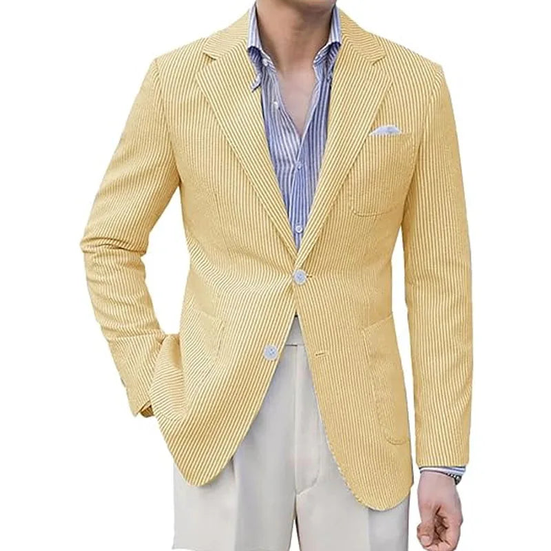 Blazer homme seersucker rayé – CLEVI Paris