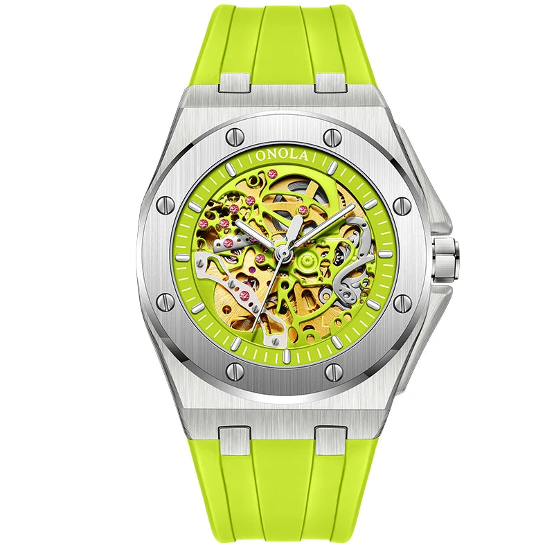 ONOLA Montre Automatique Homme Squelette Sport Silicone Étanche Multicolore – CLEVI Paris