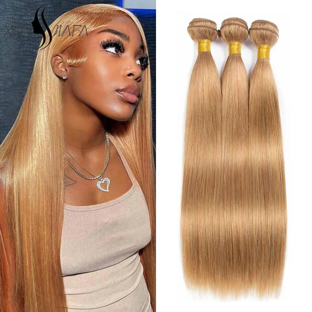 Bundles Cheveux Humains Lisses Blonde Dorée #27 Brésiliens 95g XCBSJIAFA – CLEVI Paris