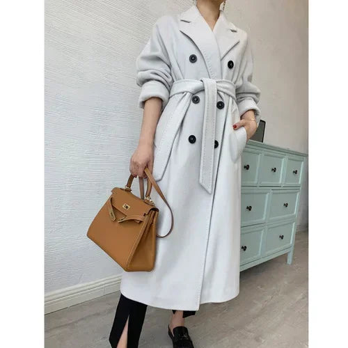 Manteau femme laine et cachemire croisé – CLEVI Paris