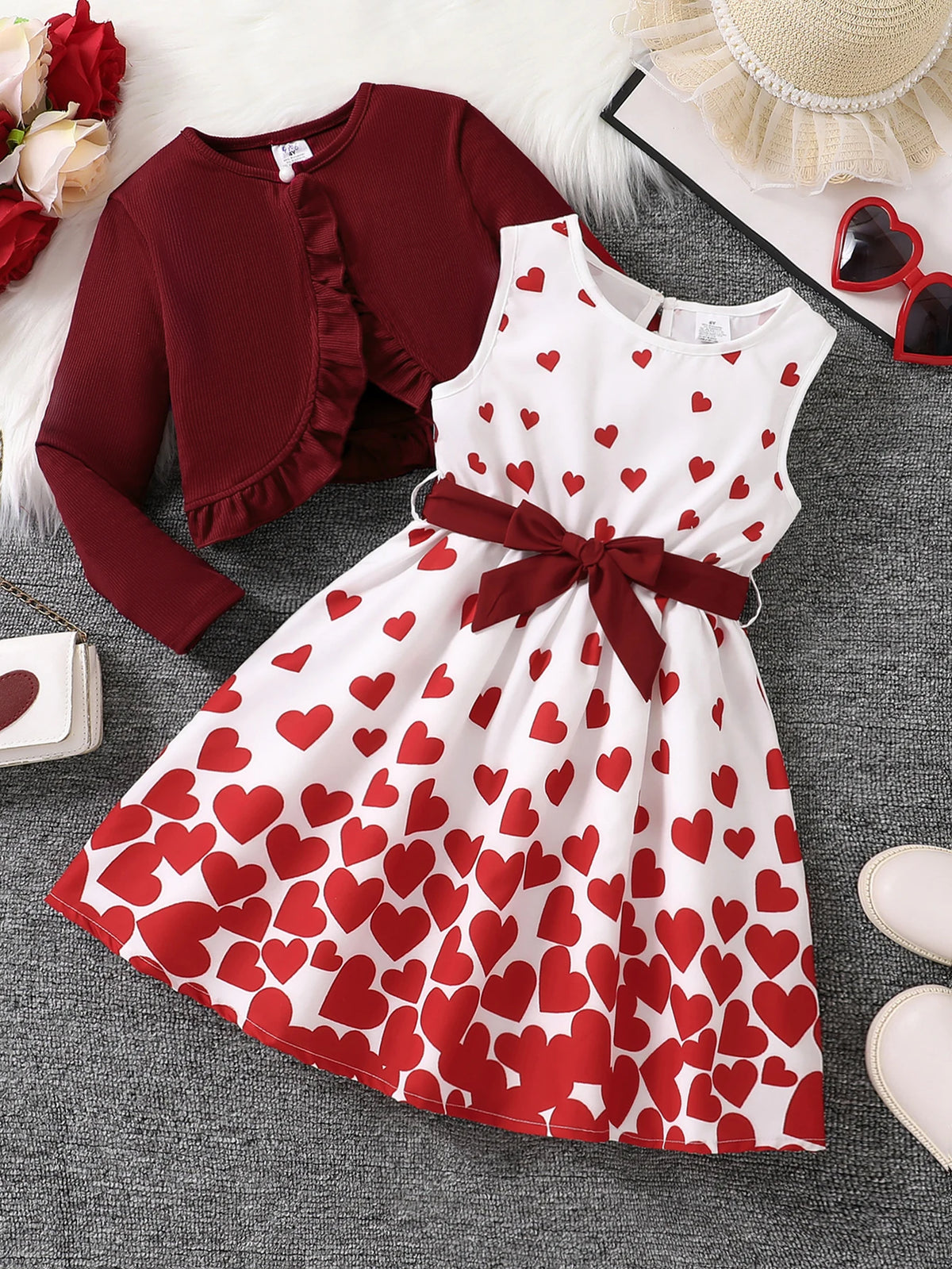 Ensemble fille rose haut et jupe fleurie – CLEVI Paris
