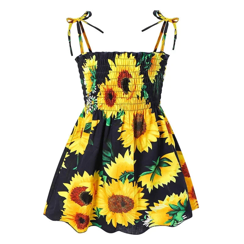 Robe d’été fille à fleurs sans manches – CLEVI Paris