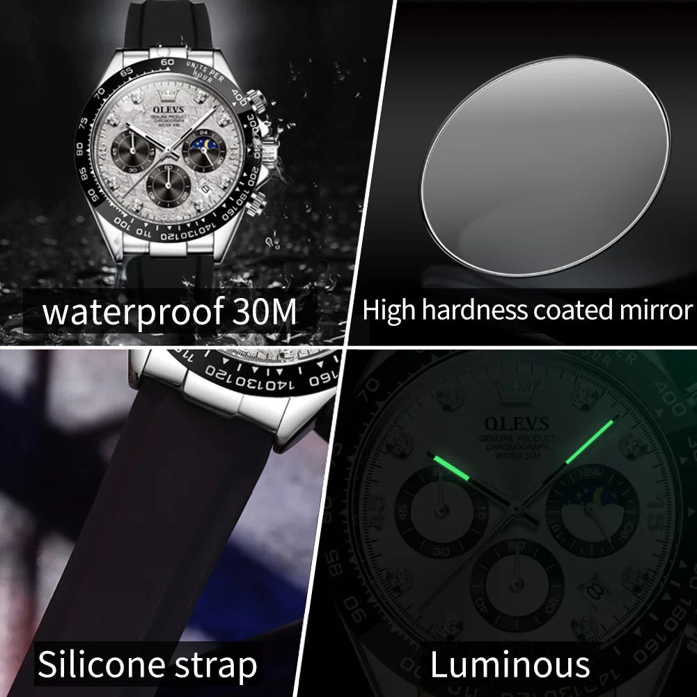 Montre Quartz Chronographe Phase de Lune OLEVS Homme – CLEVI Paris
