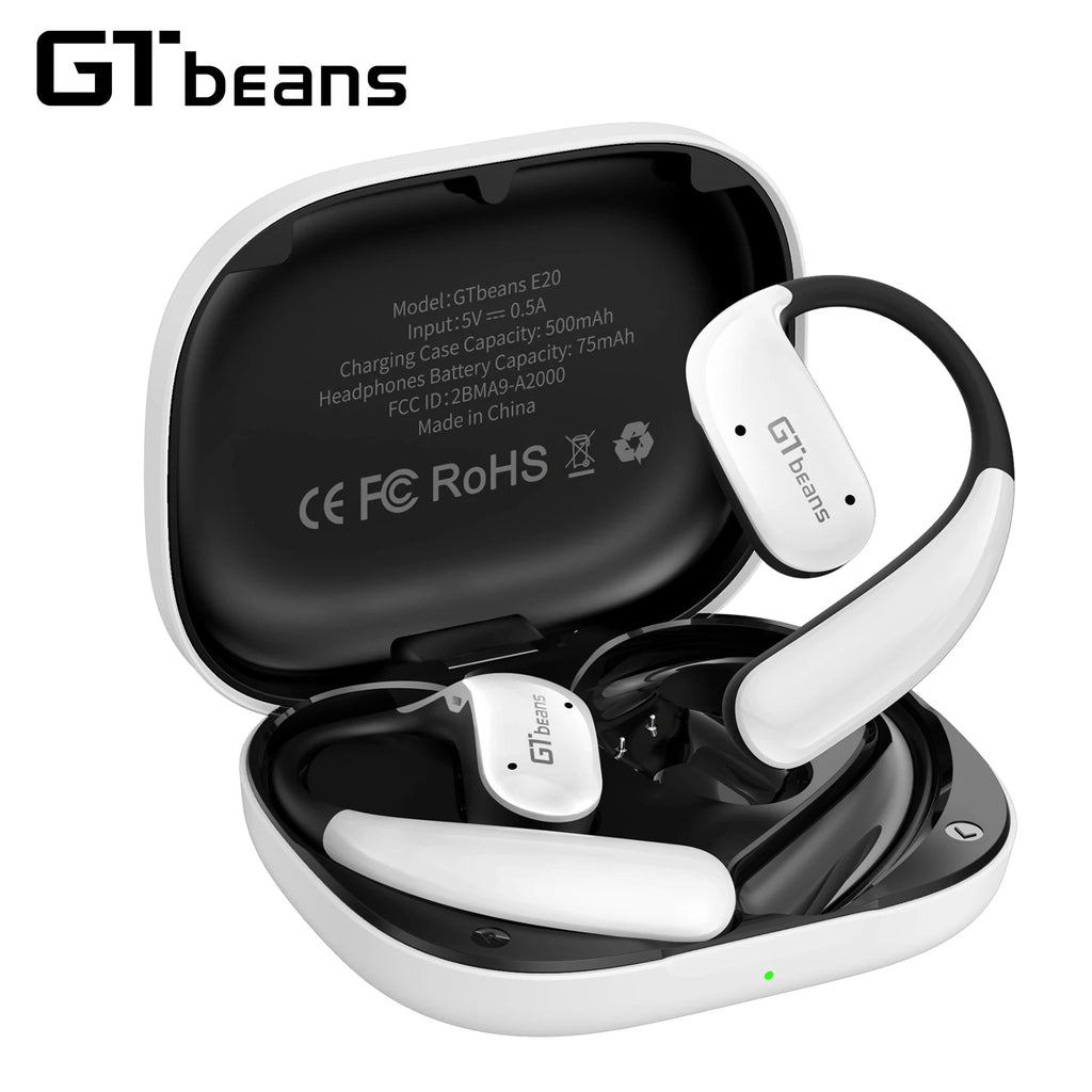 Écouteurs Open-Ear GTbeans BT 6.0 IP55 56h 4 Micros Siri – CLEVI Paris