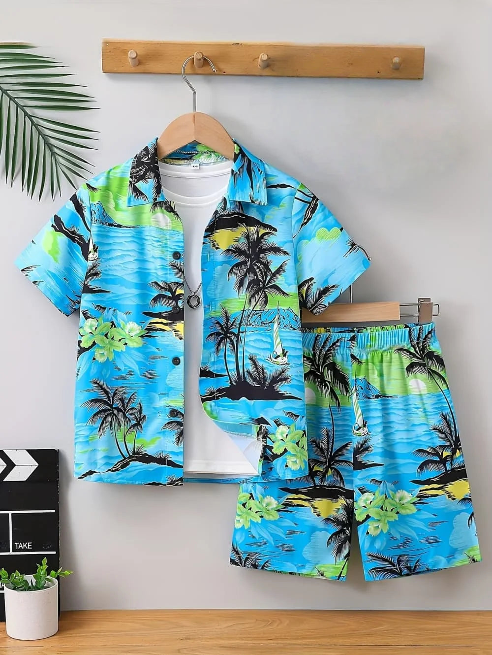 Ensemble garçon hawaïen haut et short – CLEVI Paris