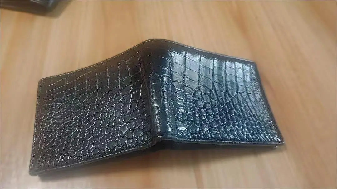 Portefeuille Court Homme Cuir Crocodile Véritable Motif Alligator 11x9cm – CLEVI Paris