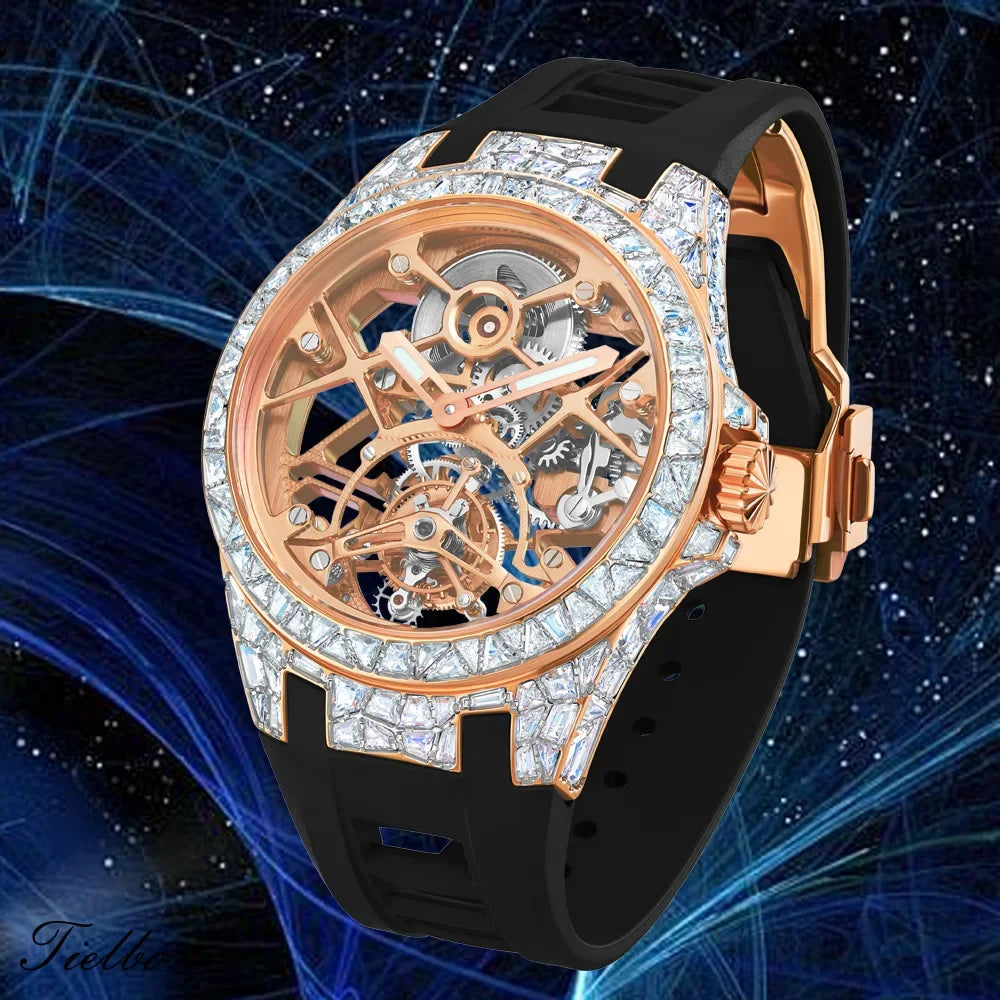 Montre Tourbillon Volant Cristaux Squelette Unisexe – CLEVI Paris