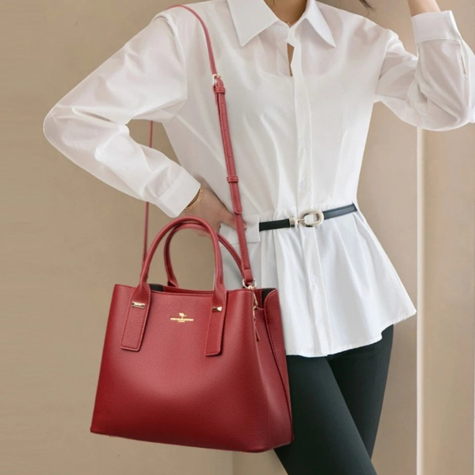 Sac Bandoulière Femme Cuir Microfibre 3 Couches Grande Capacité – CLEVI Paris