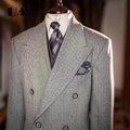 Manteau long homme gris à chevrons – CLEVI Paris