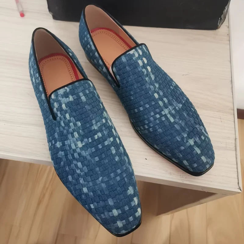 Mocassins homme LTTL en toile bleue – CLEVI Paris
