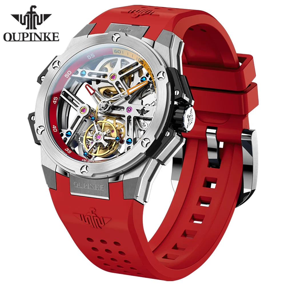 OUPINKE 8003 Montre Homme Tourbillon Squelette Automatique Saphir 5ATM – CLEVI Paris