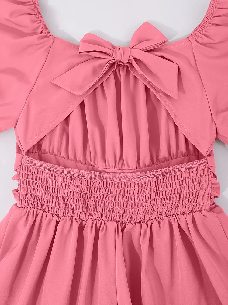 Robe fille rose à manches lanterne – CLEVI Paris