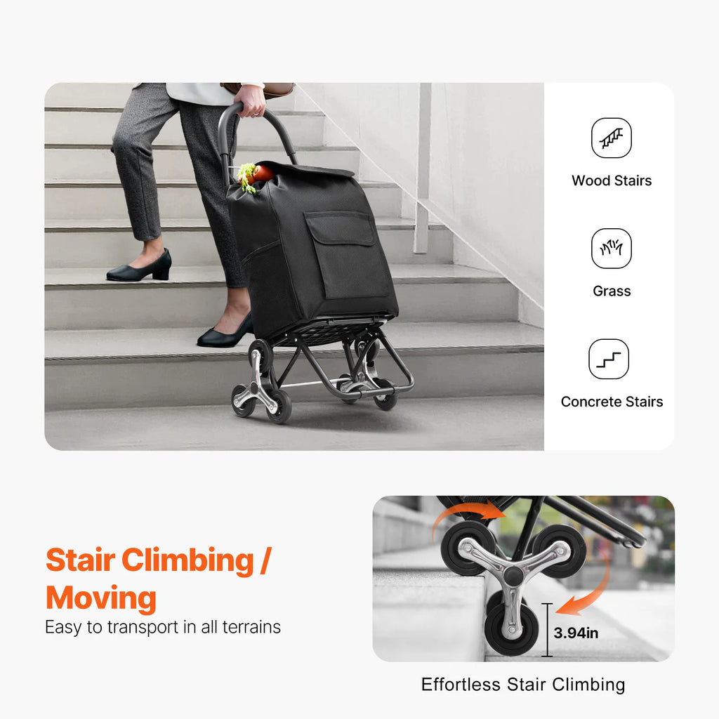 Chariot de courses pliable 36 L monte-escaliers – CLEVI Paris