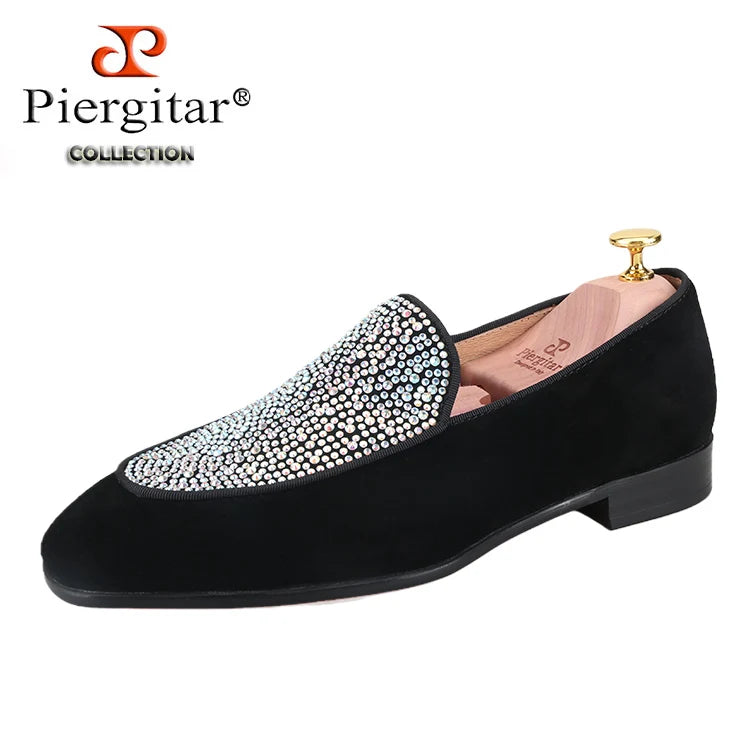 Mocassins Daim Cristaux Autrichiens Semelle Rouge Homme – CLEVI Paris