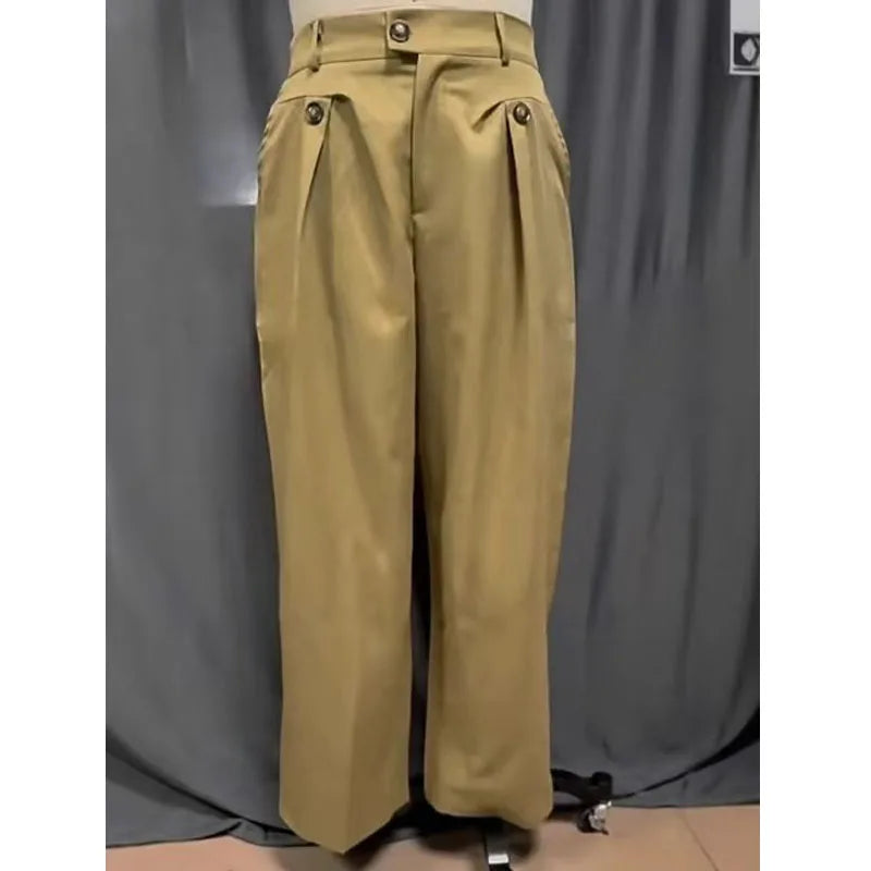 Pantalon homme plissé taille haute coupe ample – CLEVI Paris