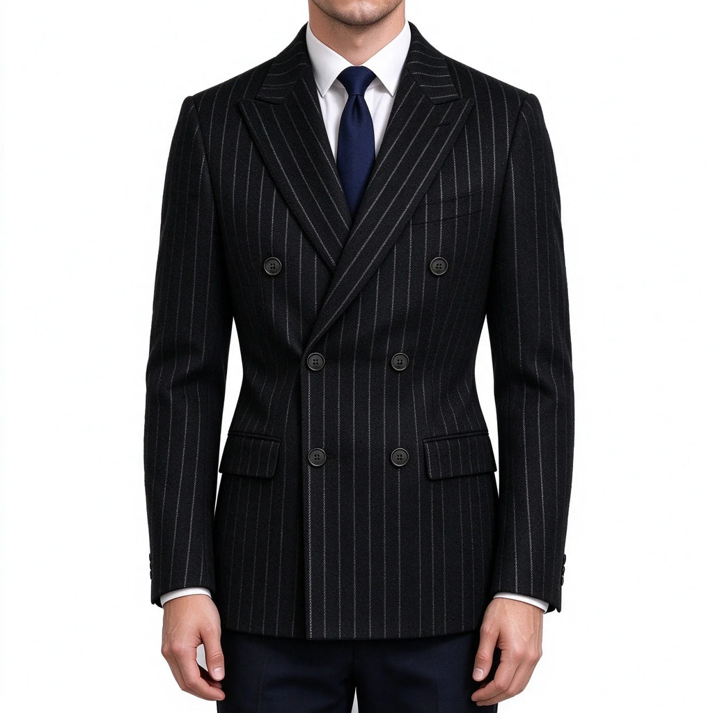 Blazer homme croisé à fines rayures – CLEVI Paris