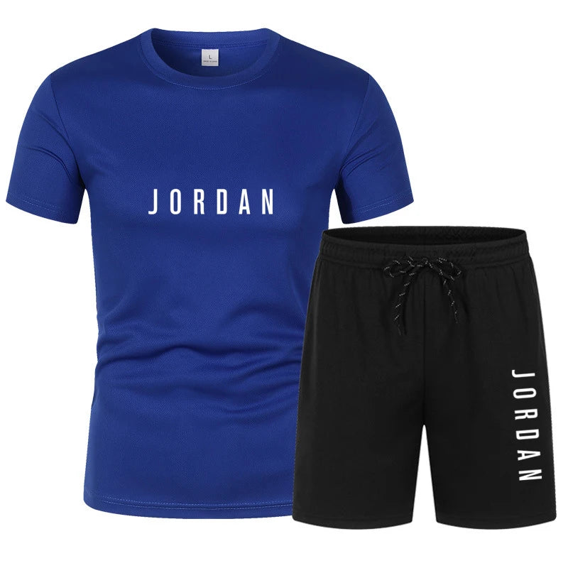 Ensemble Homme T-Shirt Col Rond + Short Imprimé Digital Casual Sport Été – CLEVI Paris
