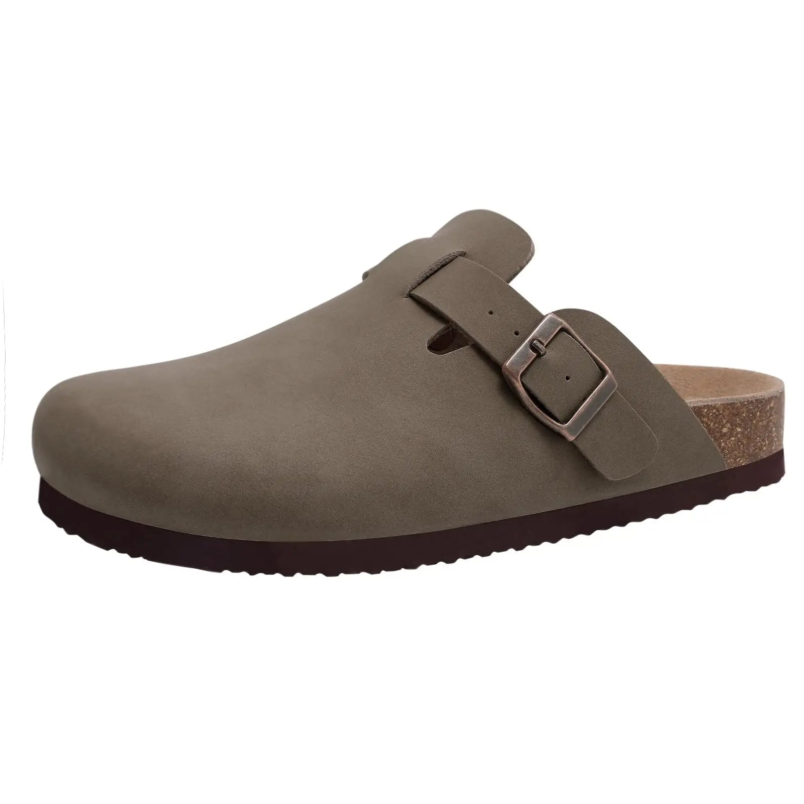 Mules Suède Boucle Métal Semelle Liège Soutien de Voûte | Mixte EU 36-46