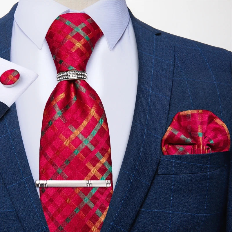 Ensemble cravate et pochette homme à carreaux – CLEVI Paris