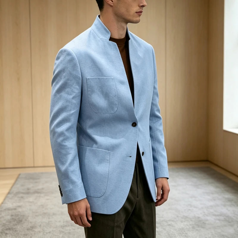 Blazer homme en lin – Col montant – CLEVI Paris