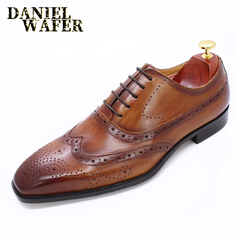 Oxford brogue homme en cuir à lacets – CLEVI Paris