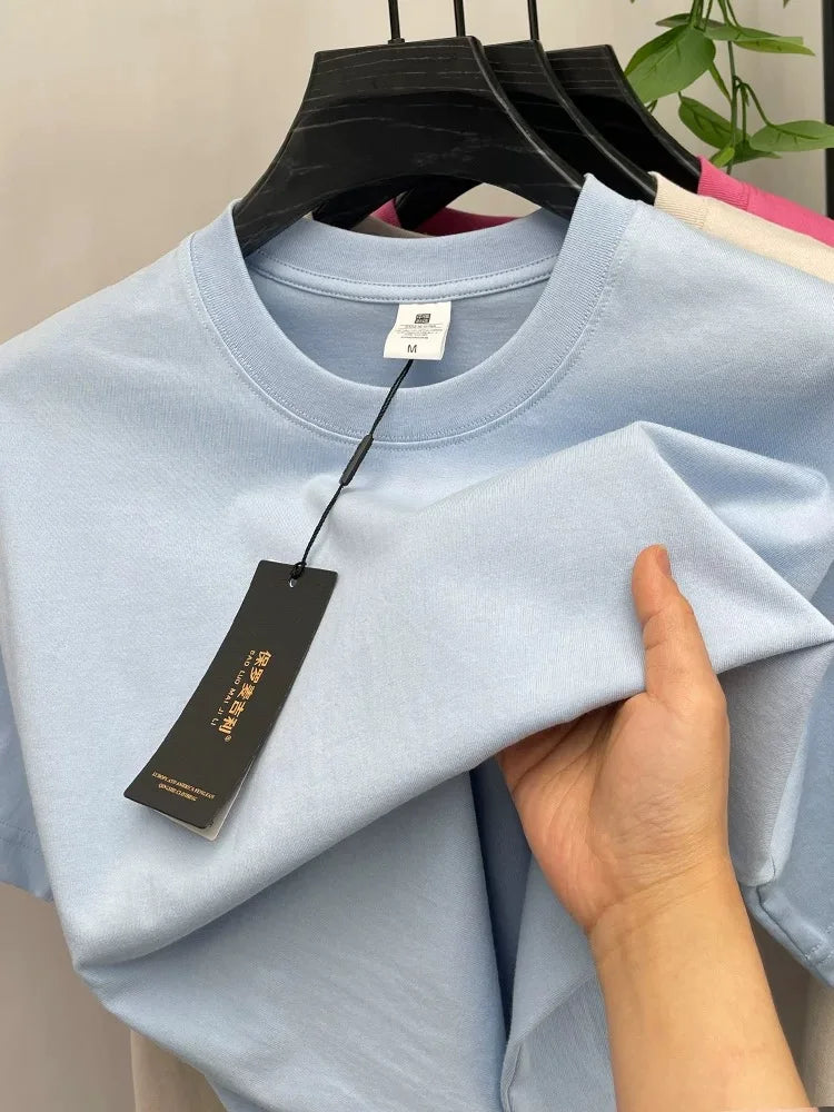 T-shirt homme uni à col rond en coton – CLEVI Paris