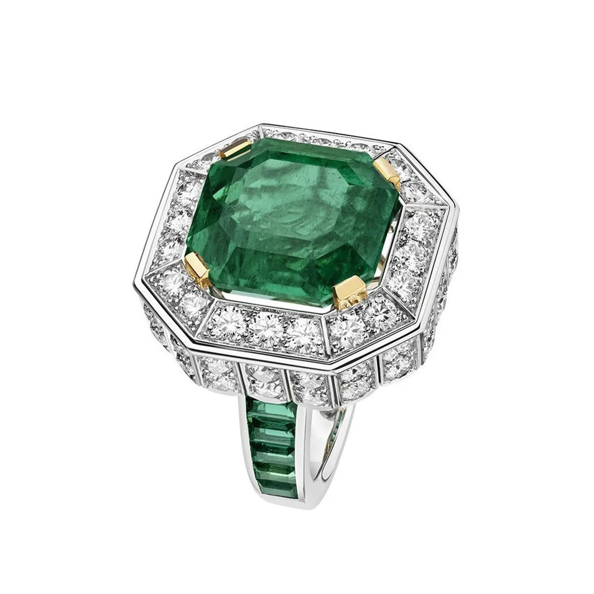 Bague Alliance Émeraude Argent 925 Diamant 12ct – CLEVI Paris