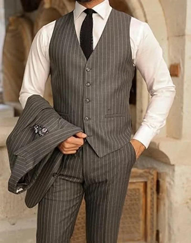 Costume Élégant 3 Pièces Homme Rayures – CLEVI Paris