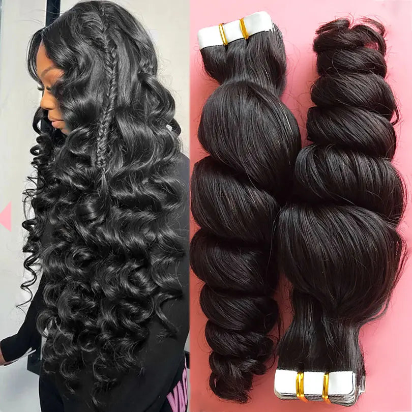 Extensions Tape In Loose Wave Remy Hair 40 Pièces – CLEVI Paris