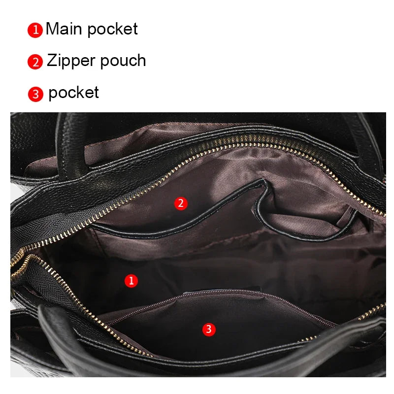 Sac Seau Femme Cuir Véritable Tressé Poche Zippée Bretelle Amovible – CLEVI Paris