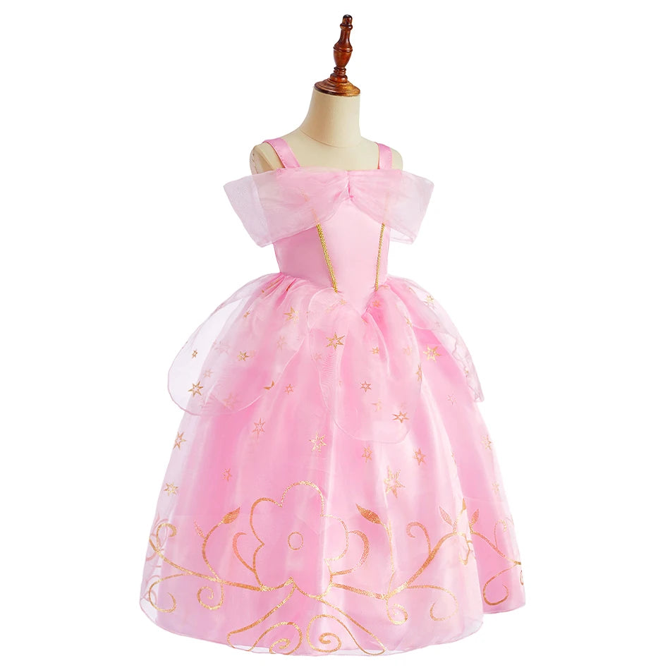 Robe princesse fille en tulle à étoiles dorées – CLEVI Paris