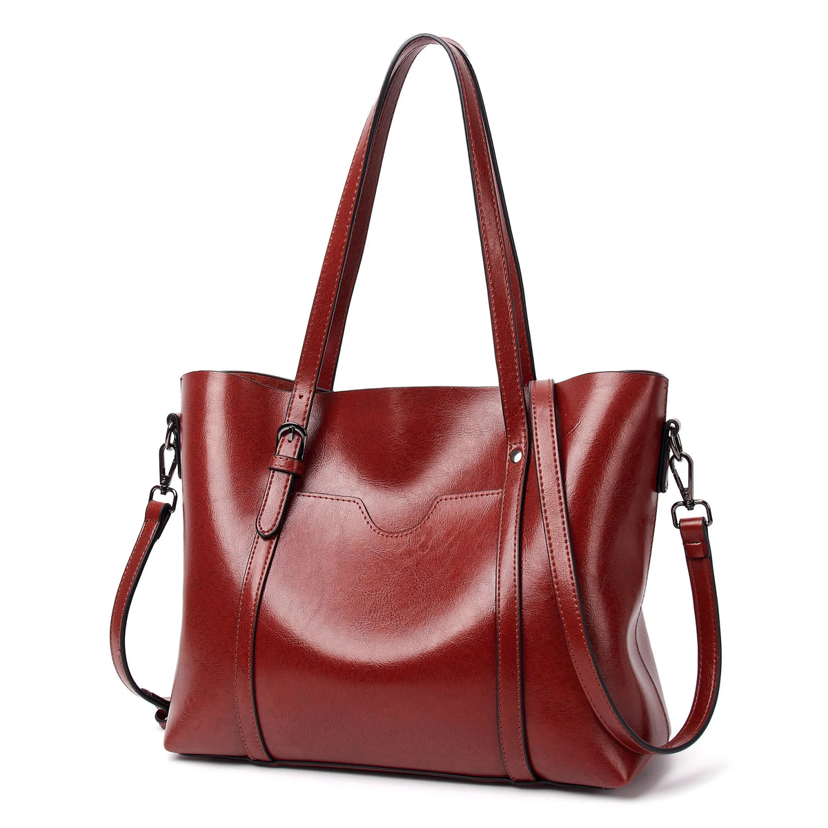 Sac Épaule PU Souple Femme Vintage 32x12x29cm Multi-Poches Bandoulière 115cm – CLEVI Paris