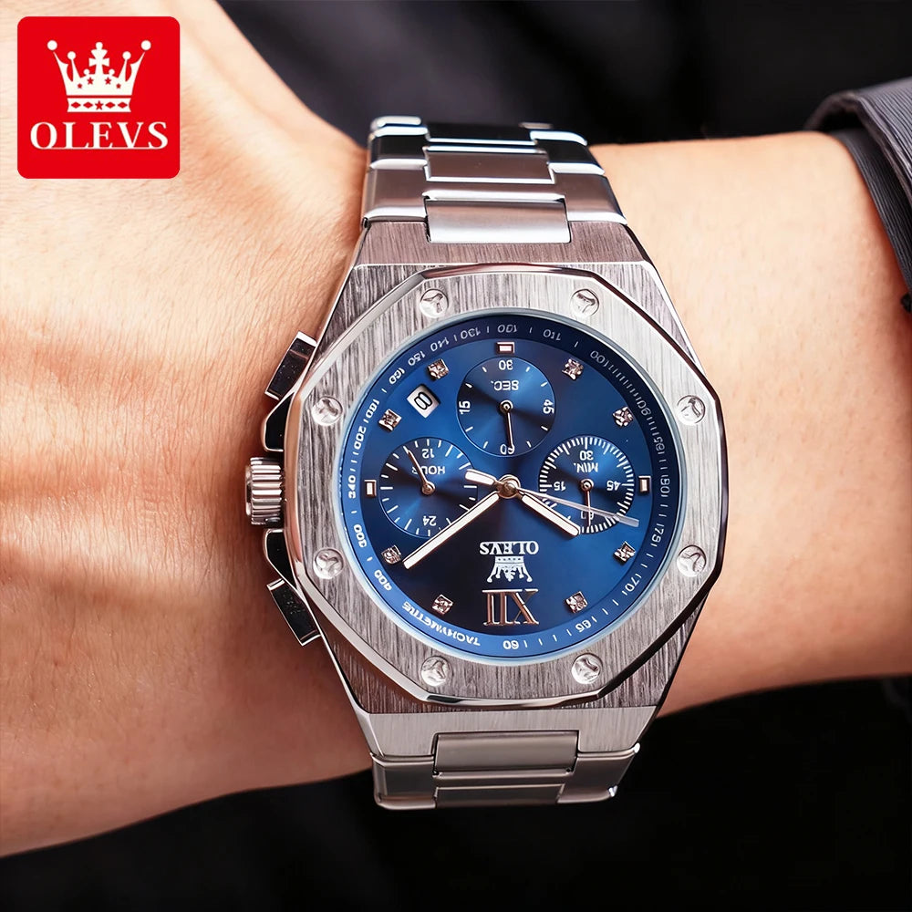 OLEVS 3626 Montre Homme Quartz Acier Chronographe Lumineuse – CLEVI Paris