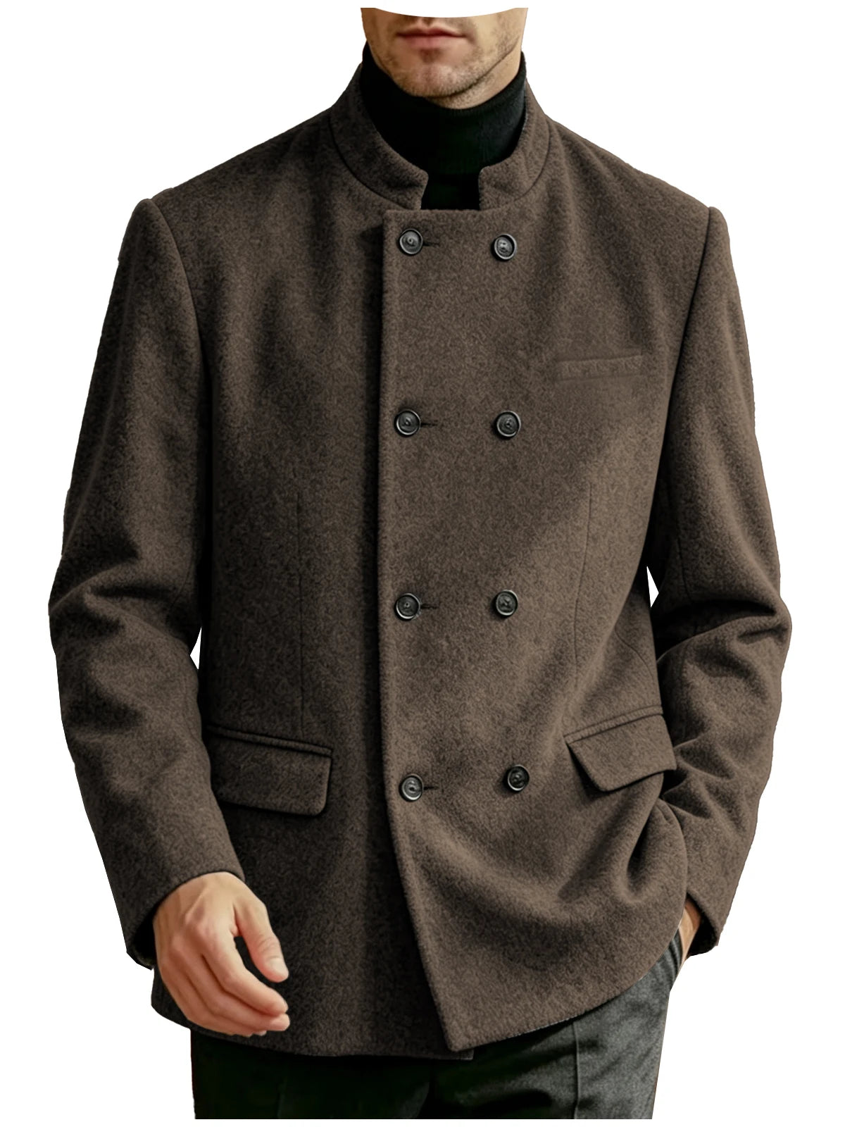 Veste homme à col montant et double boutonnage – CLEVI Paris