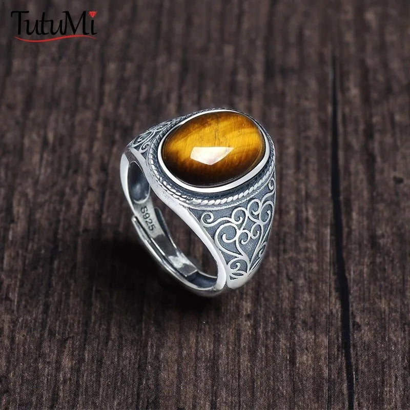 Bague Homme Œil de Tigre Argent 925 – CLEVI Paris