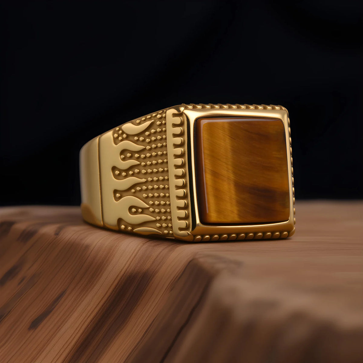 Bague Homme Acier Doré 18K Géométrique – CLEVI Paris
