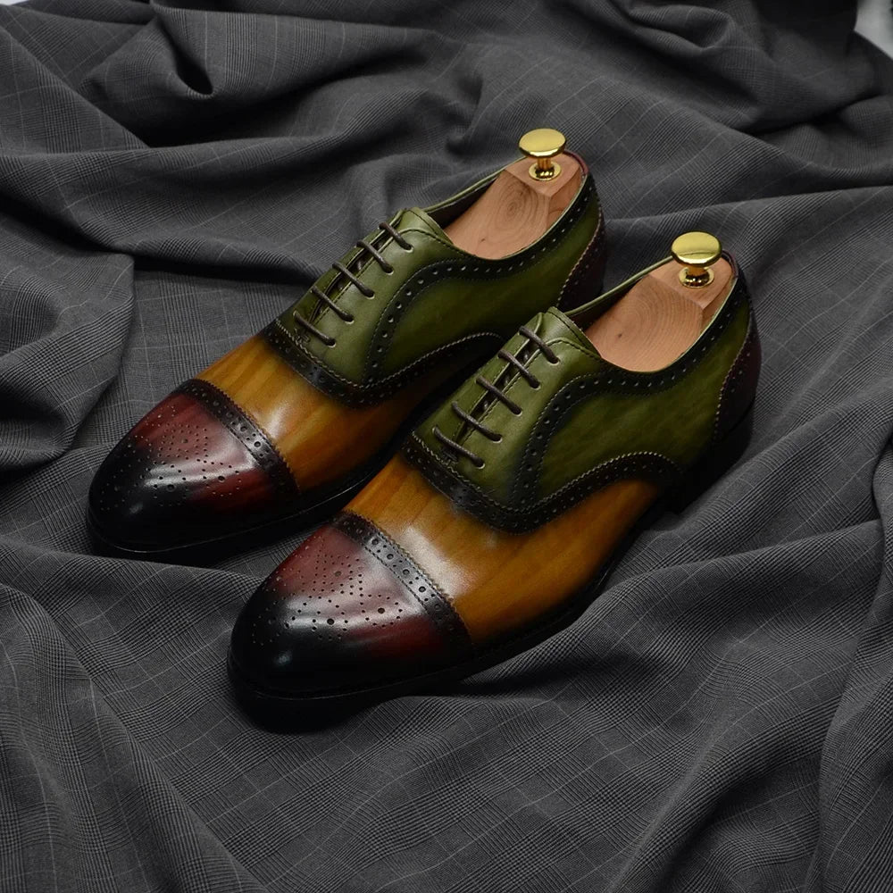 Oxford brogue homme en cuir et patchwork – CLEVI Paris